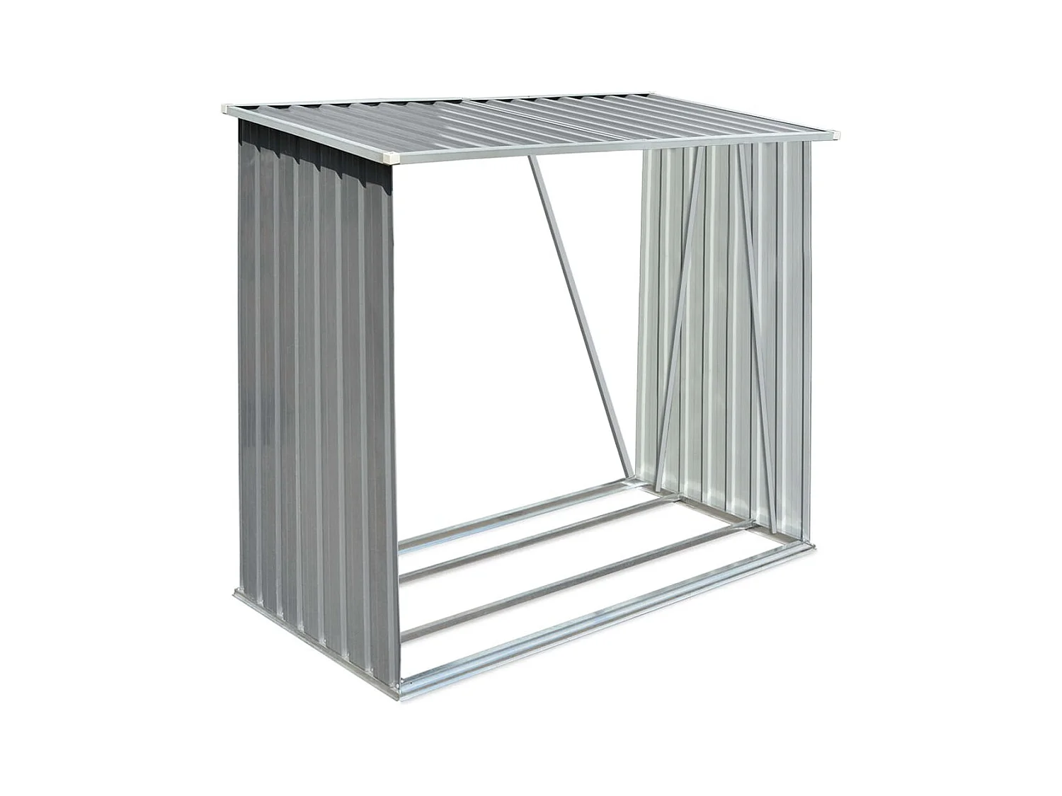 Riley  Casetilla para leña acero galvanizado gris 163x83x154 cm