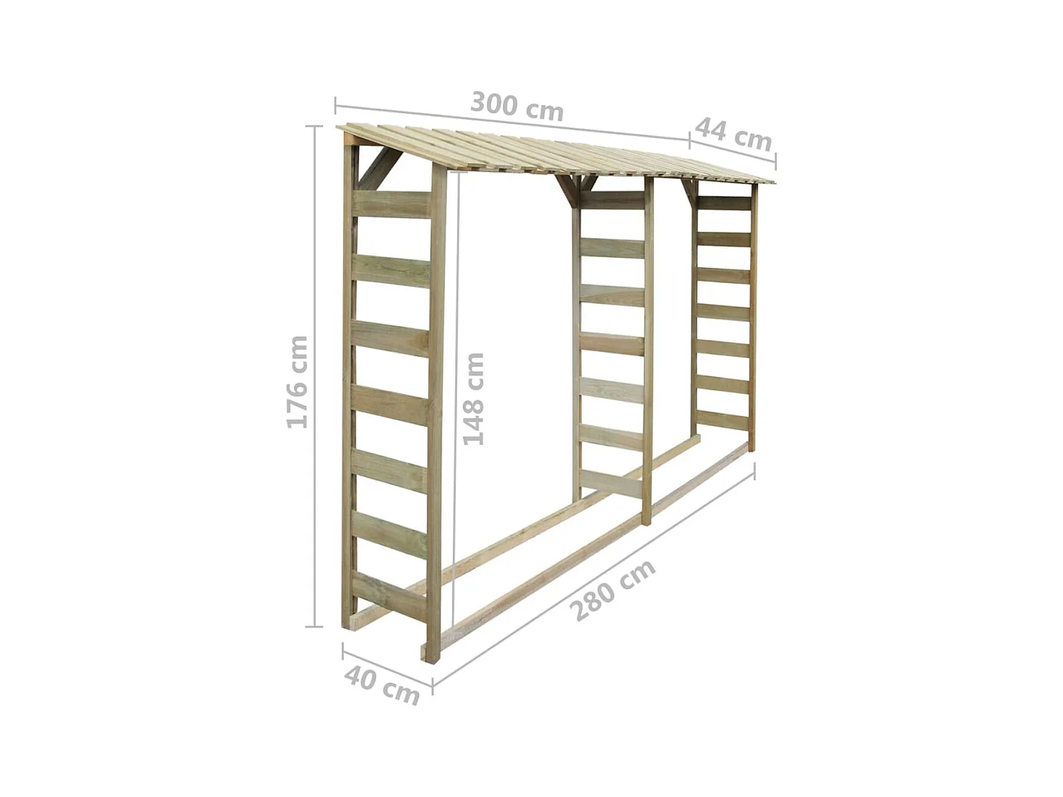 Sophie-Pascale  Double abri de stockage du bois 300 x 44 x 176 cm Pin imprégné
