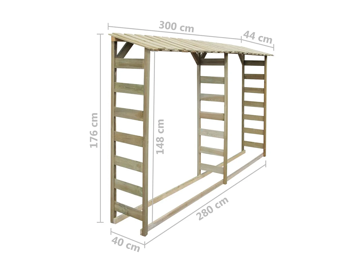 Sophie-Pascale  Feuerholz-Lagerschuppen 300×44×176 cm Imprägniertes Kiefernholz