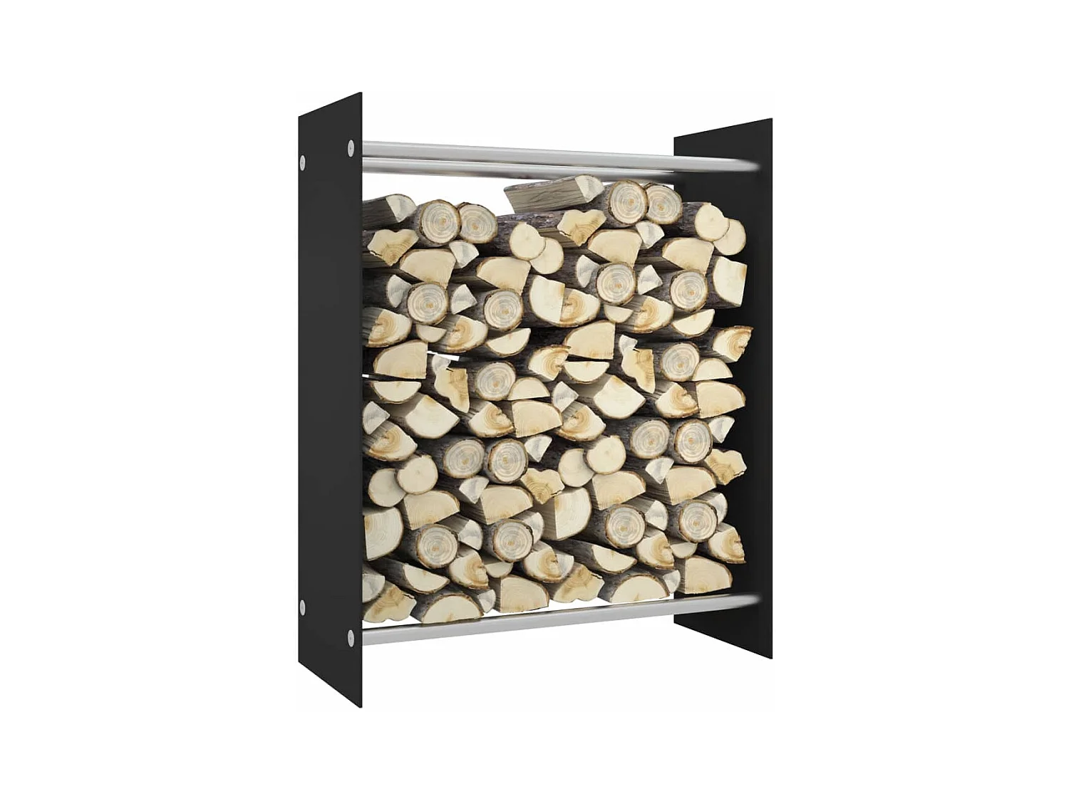 Olland  Portant de bois de chauffage Noir 80x35x100 cm Verre trempé