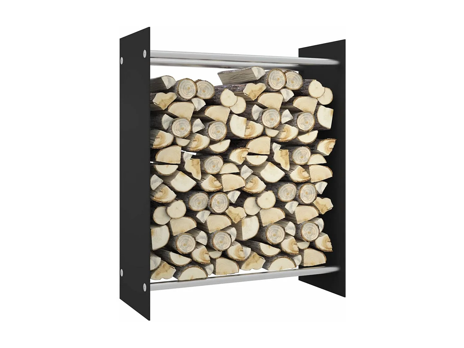 Olland  Brennholzregal Schwarz 80x35x100 cm Hartglas