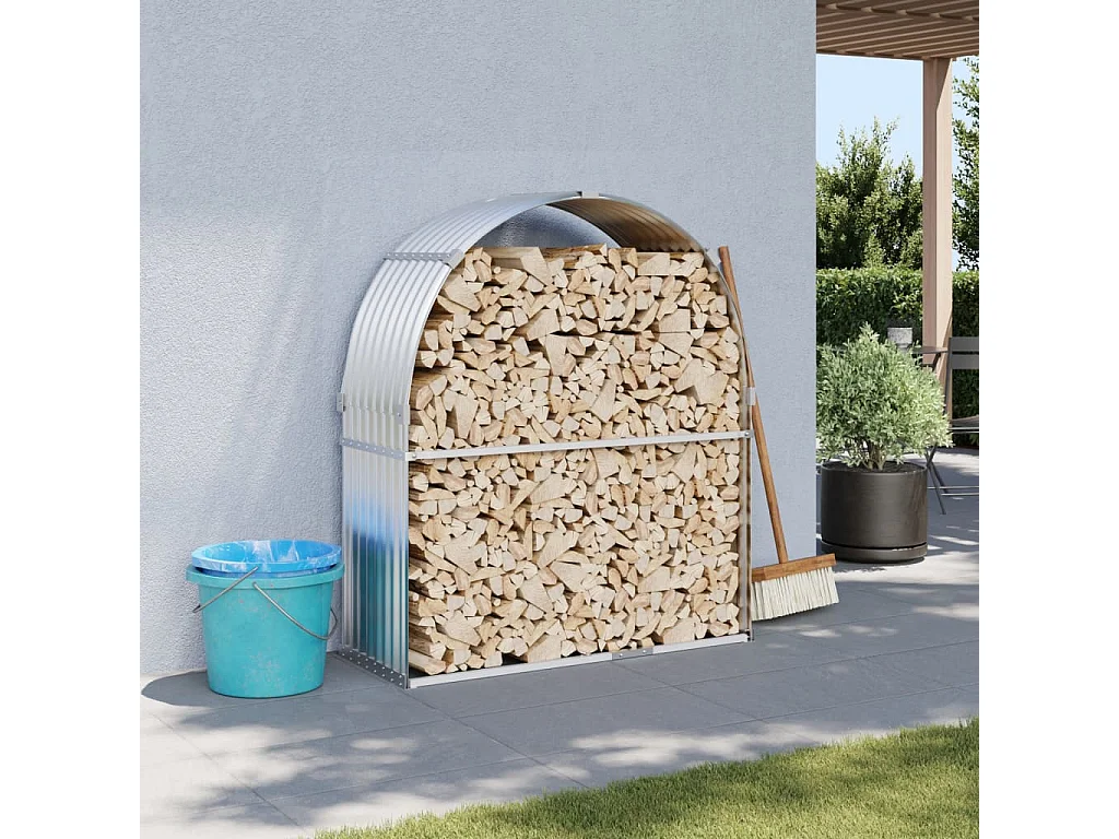 Jilles  Porte-bûches argenté 120x45x140 cm acier galvanisé