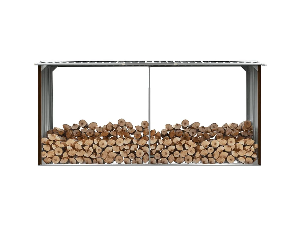 Grydel  Abri de stockage de bois Acier galvanisé 330x92x153 cm Marron
