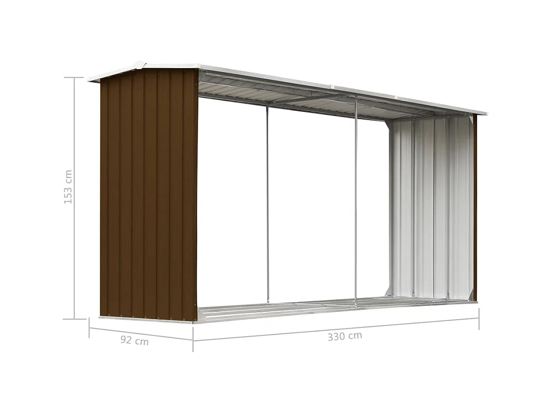 Grydel  Abri de stockage de bois Acier galvanisé 330x92x153 cm Marron