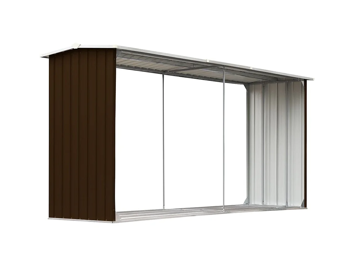 Grydel  Abri de stockage de bois Acier galvanisé 330x92x153 cm Marron