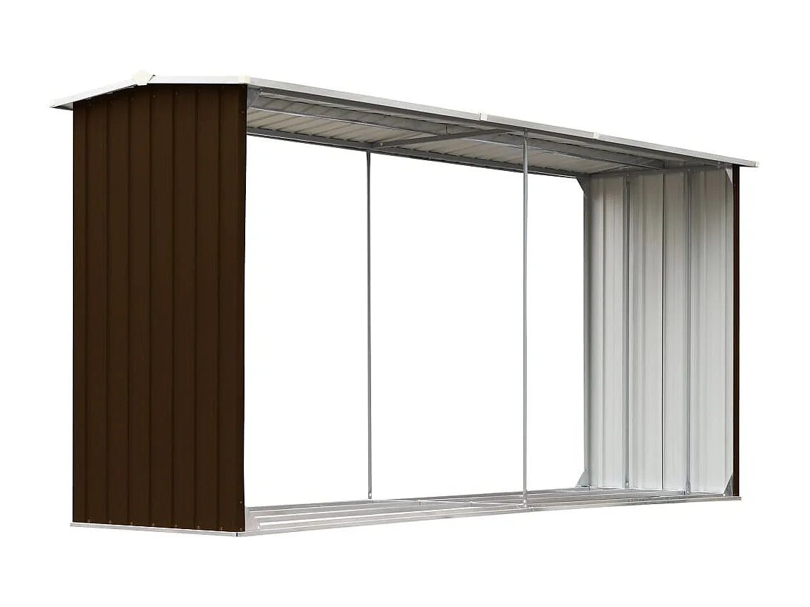 Grydel  Abri de stockage de bois Acier galvanisé 330x92x153 cm Marron