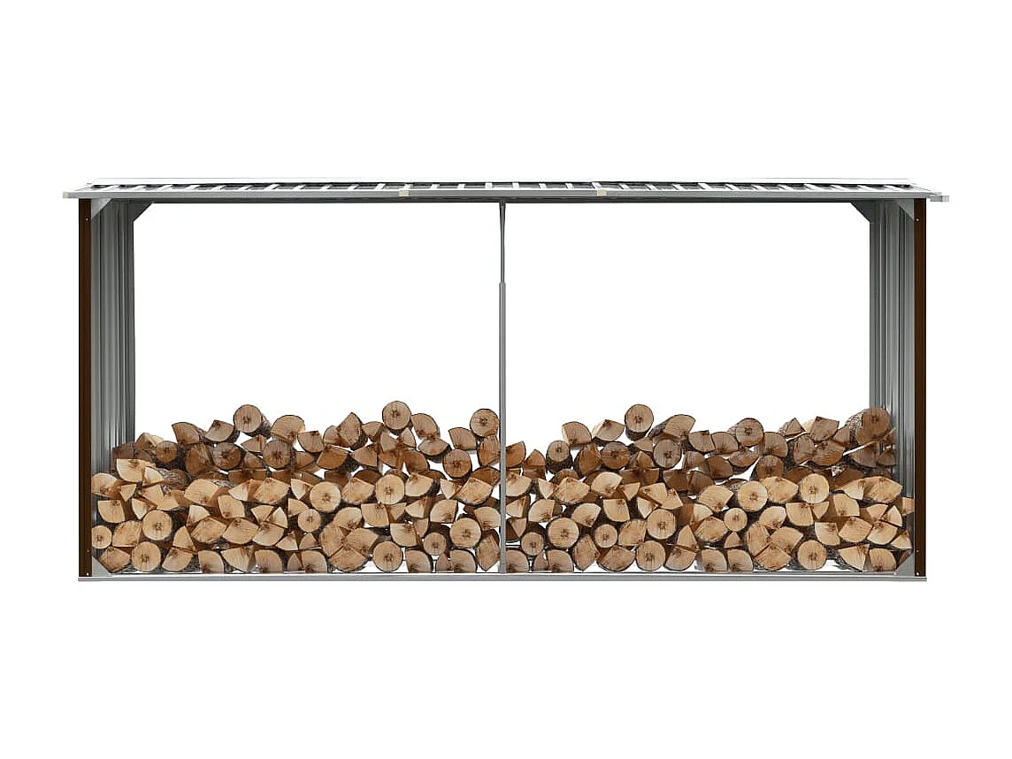 Grydel  Abri de stockage de bois Acier galvanisé 330x92x153 cm Marron