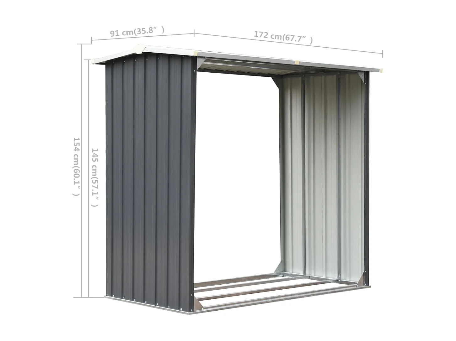 Fedde  Brennholzlager Verzinkter Stahl 172 x 91 x 154 cm Grau