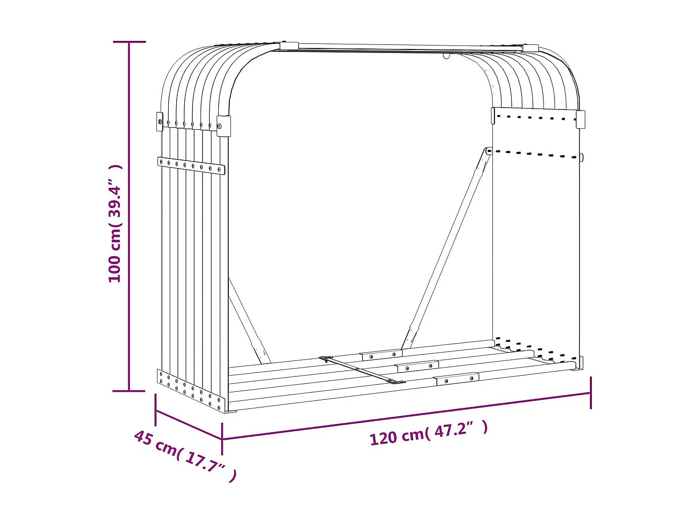 Jilles  Kaminholzunterstand Grün 120x45x100 cm Verzinkter Stahl