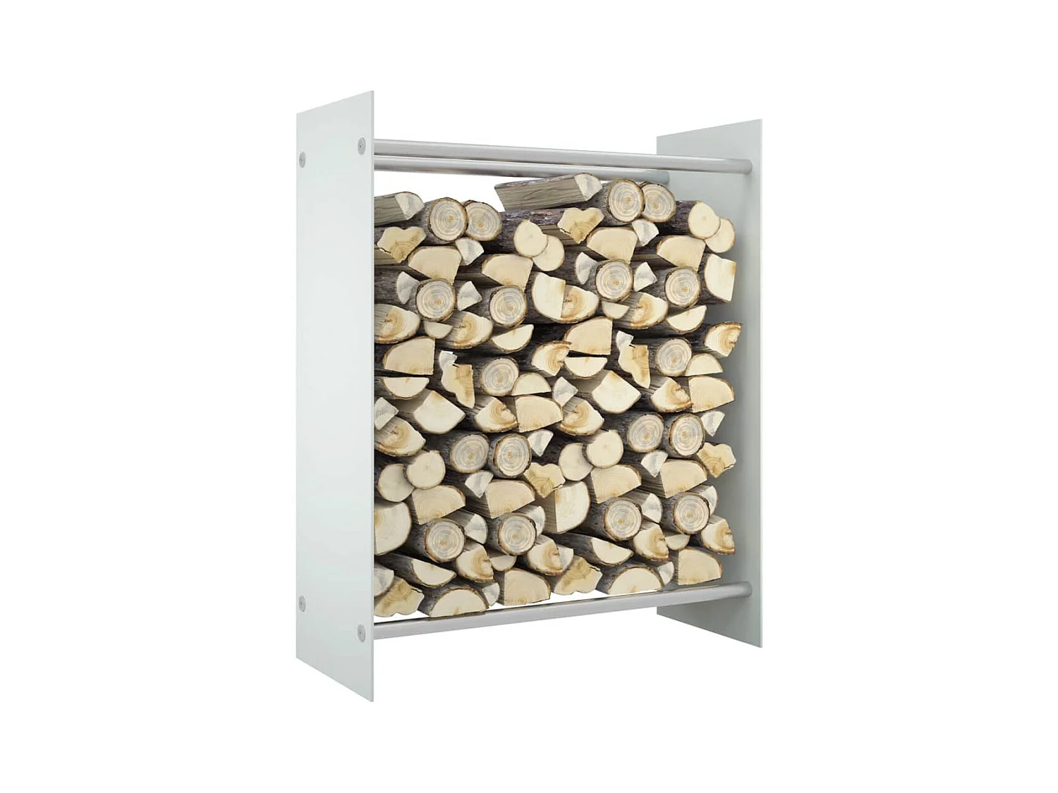 Olland  Brennholzregal Weiß 80x35x100 cm Hartglas