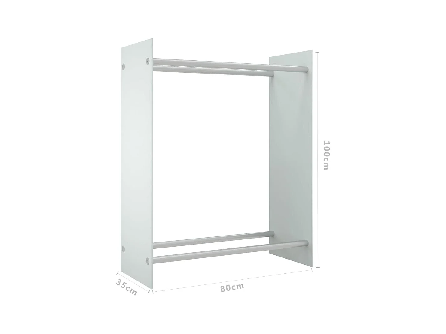 Olland  Brennholzregal Weiß 80x35x100 cm Hartglas