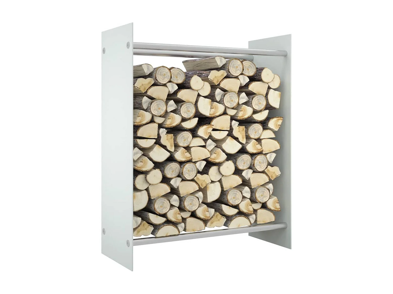 Olland  Porta Legna Bianco 80x35x100 cm in Vetro Temperato