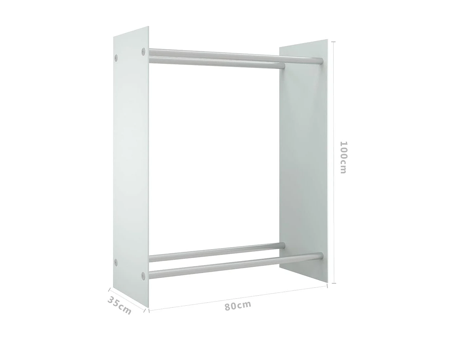 Olland  Porta Legna Bianco 80x35x100 cm in Vetro Temperato