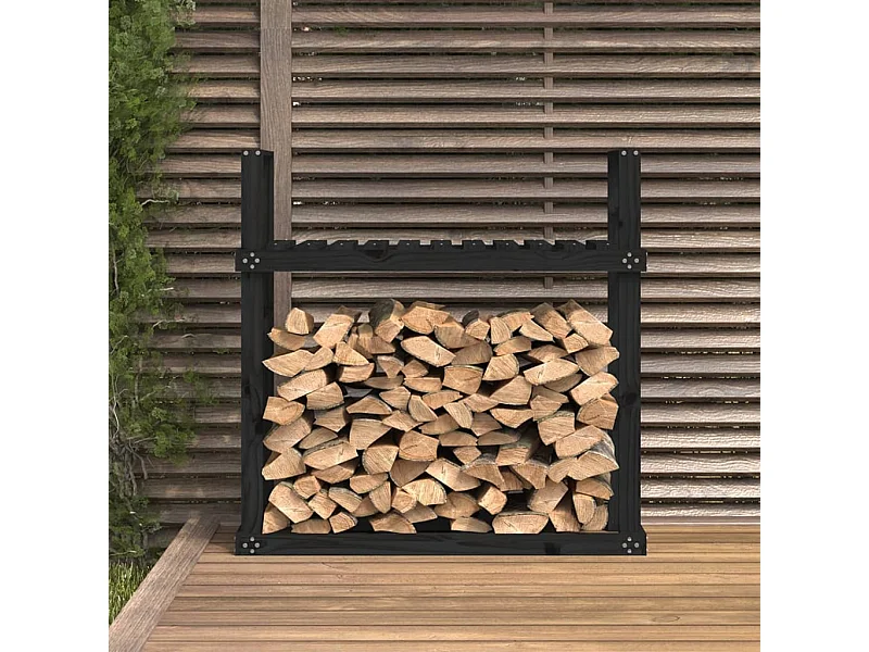 Linköping  Kaminholzregal Schwarz 110x35x108,5 cm Massivholz Kiefer