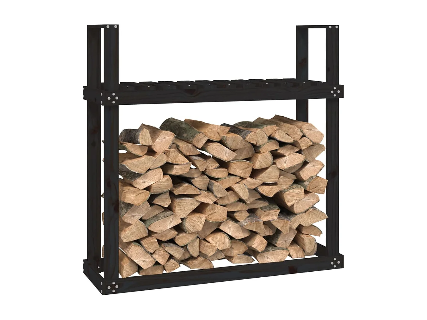 Linköping  Kaminholzregal Schwarz 110x35x108,5 cm Massivholz Kiefer