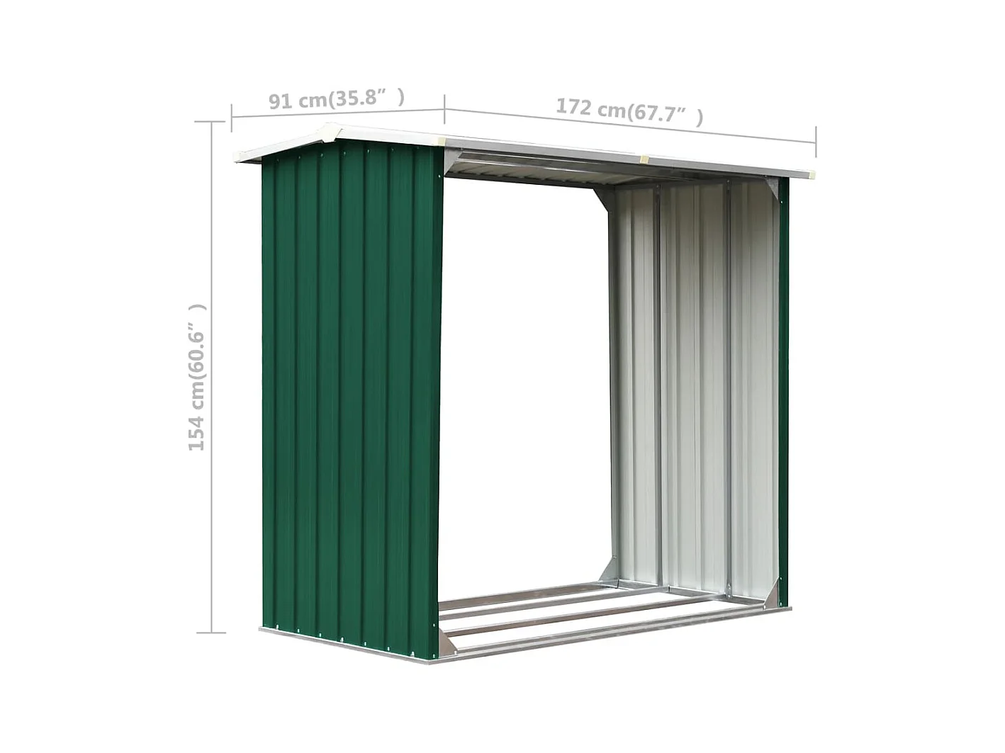 Fedde  Brennholzlager Verzinkter Stahl 172x91x154 cm Grün