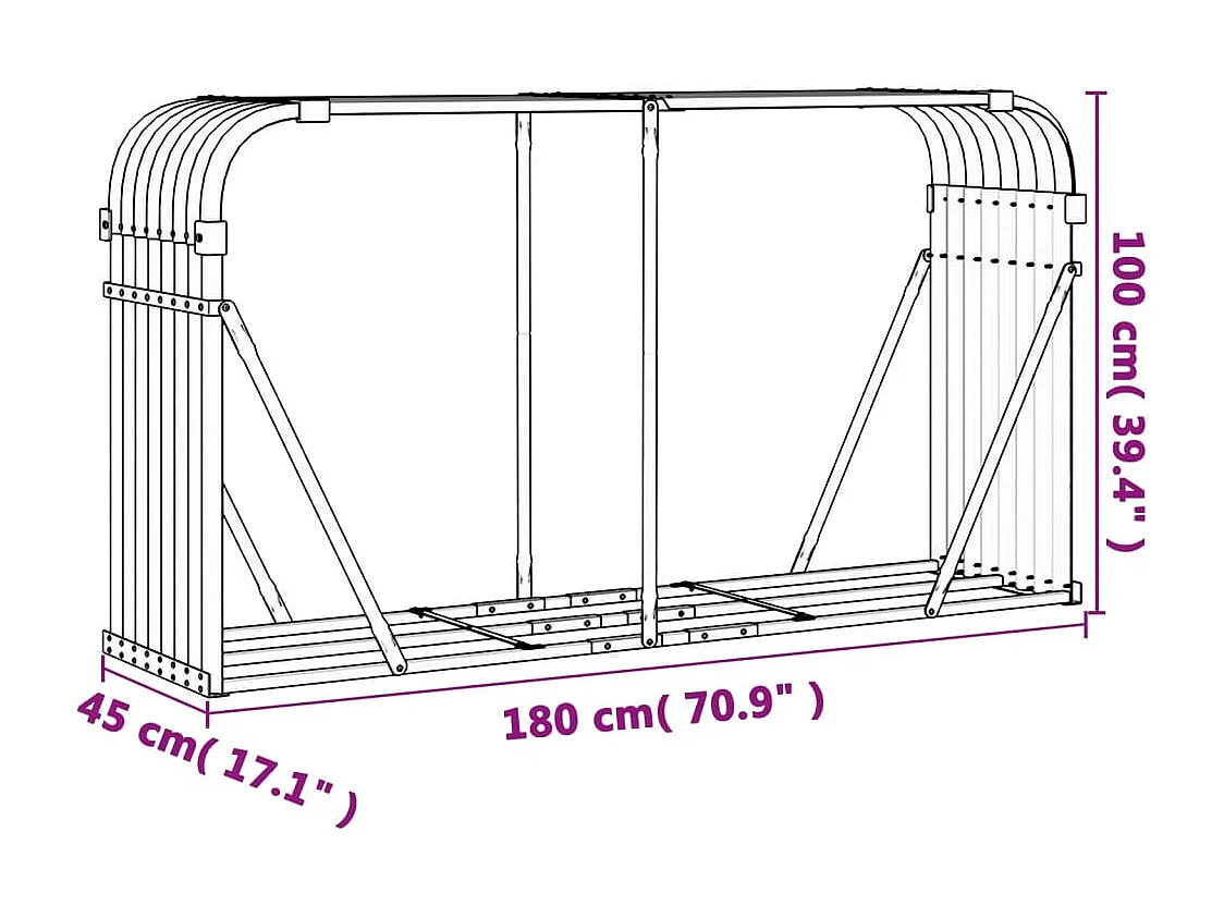 Jilles  Kaminholzunterstand Anthrazit 180x45x100 cm Verzinkter Stahl