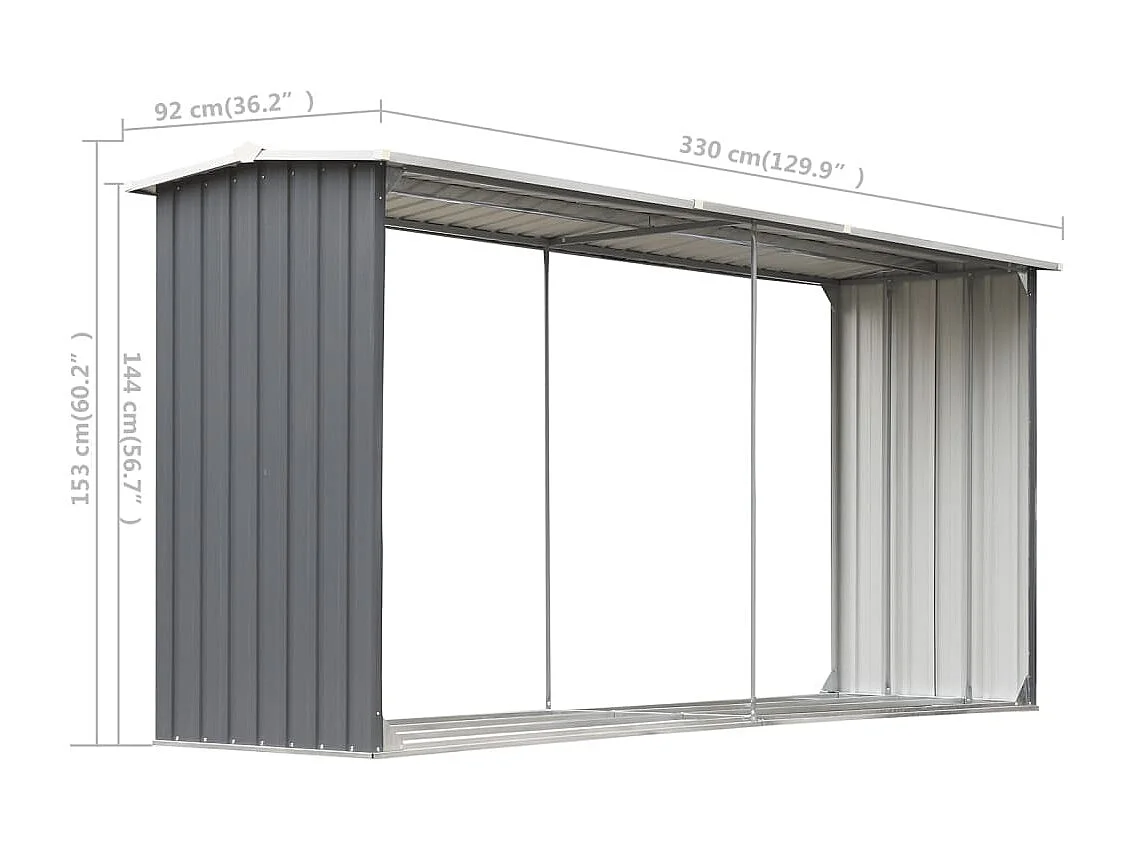 Grydel  Capannone da Giardino in Acciaio Zincato 330x92x153cm Grigio