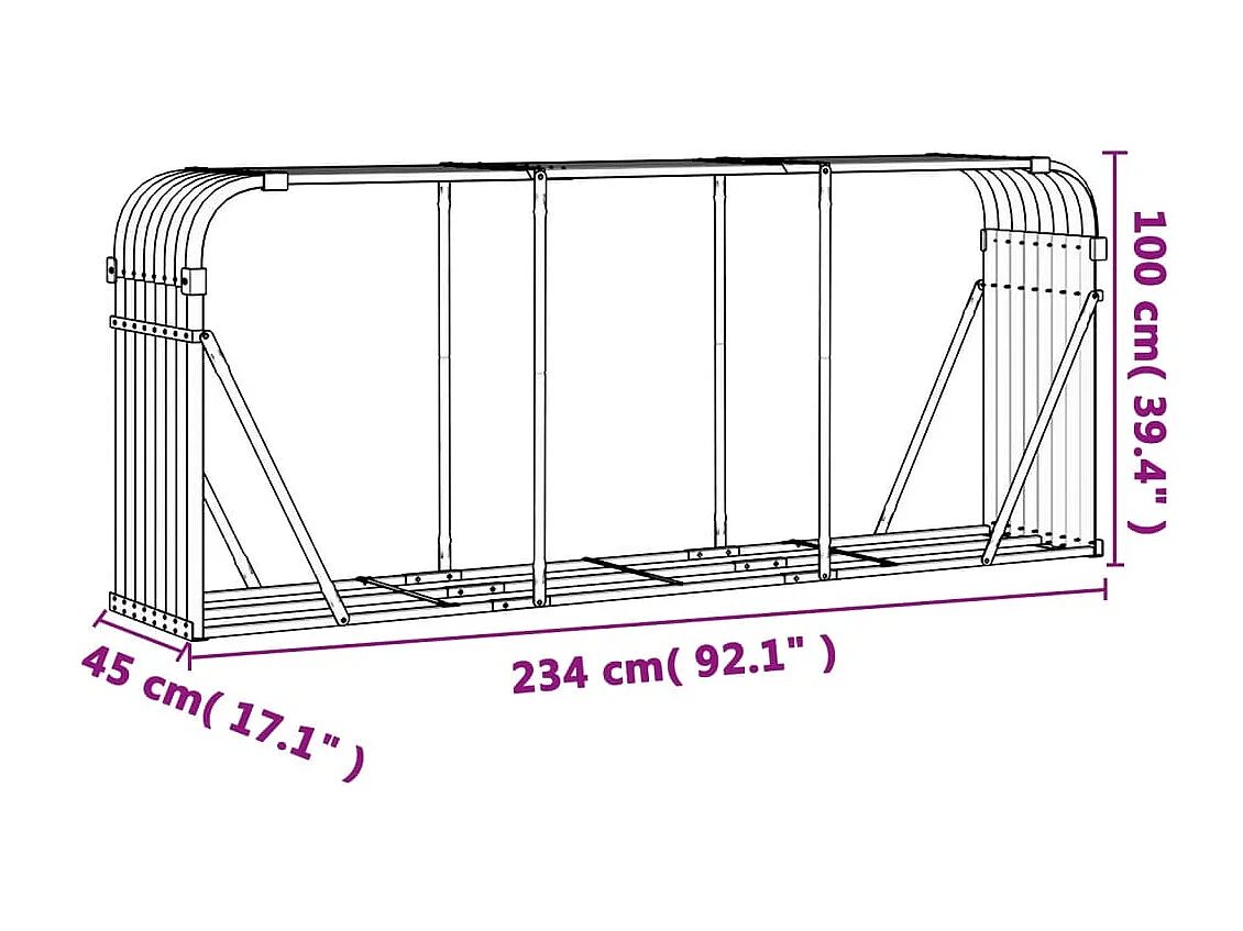 Jilles  Kaminholzunterstand Grün 234x45x100 cm Verzinkter Stahl