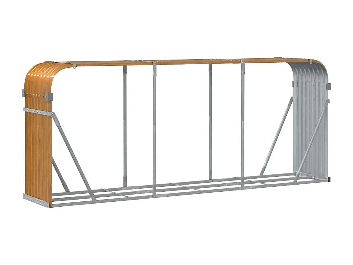 Jilles  Porte-bûches aspect bois 234x45x100 cm acier galvanisé