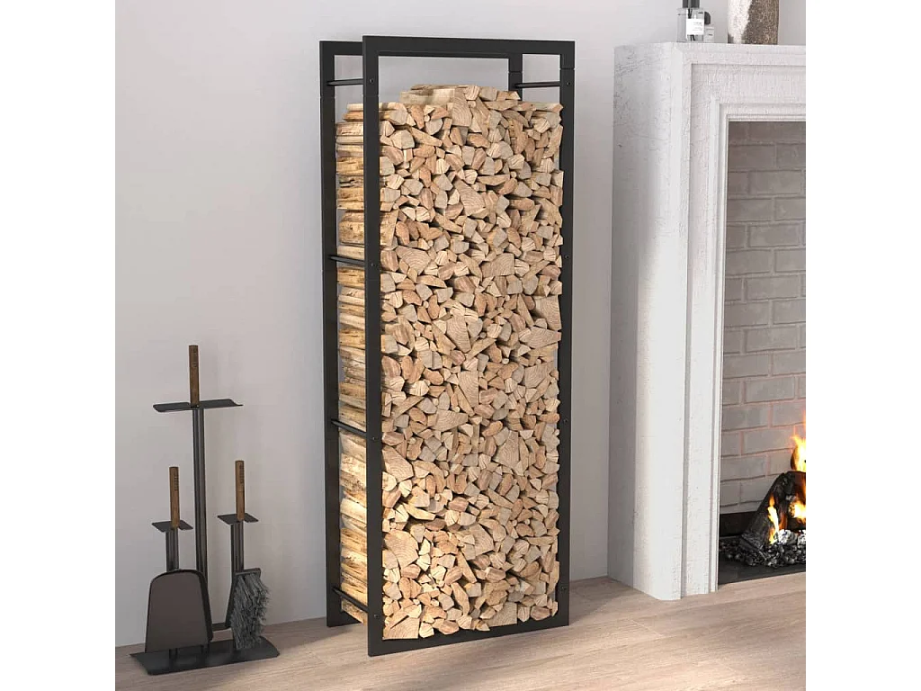 Nichelino  Portant de bois de chauffage Noir mat 50x28x132 cm Acier