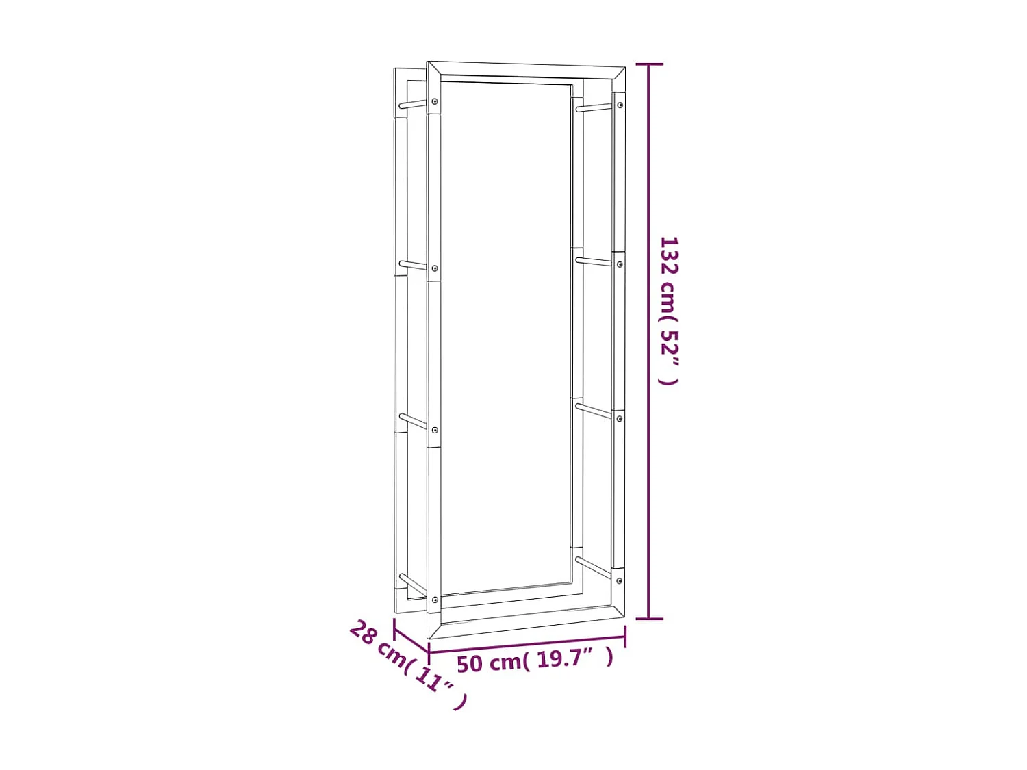 Nichelino  Portant de bois de chauffage Noir mat 50x28x132 cm Acier