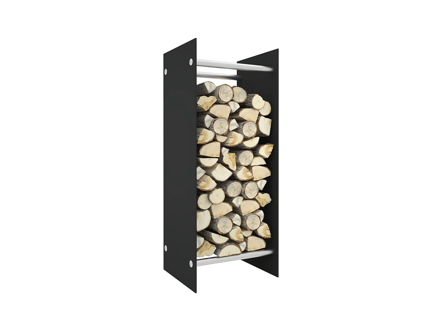 Olland  Brennholzregal Schwarz 40x35x100 cm Hartglas