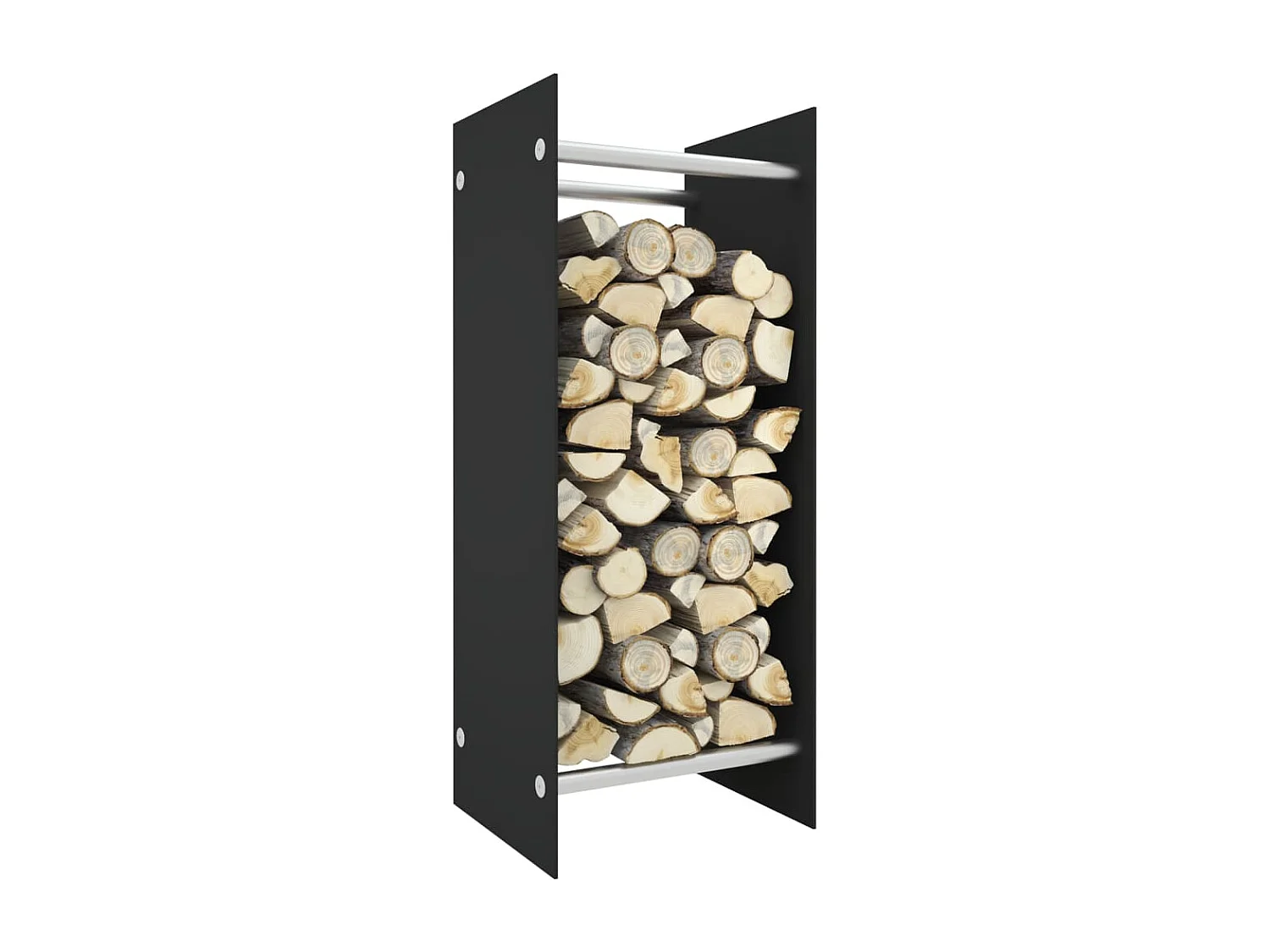 Olland  Brennholzregal Schwarz 40x35x100 cm Hartglas