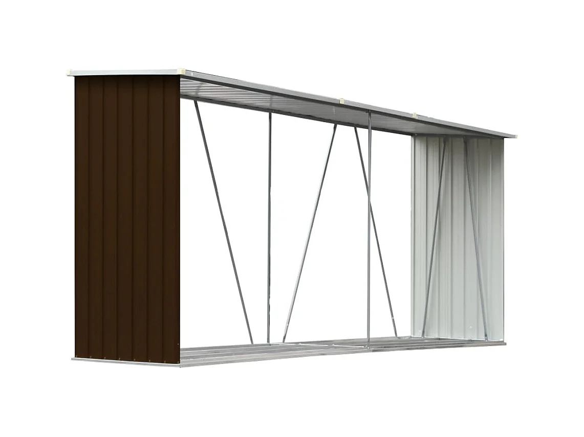 Aulnay-sous-Bois  Abri de stockage de bois Acier galvanisé 330x84x152 cm Marron