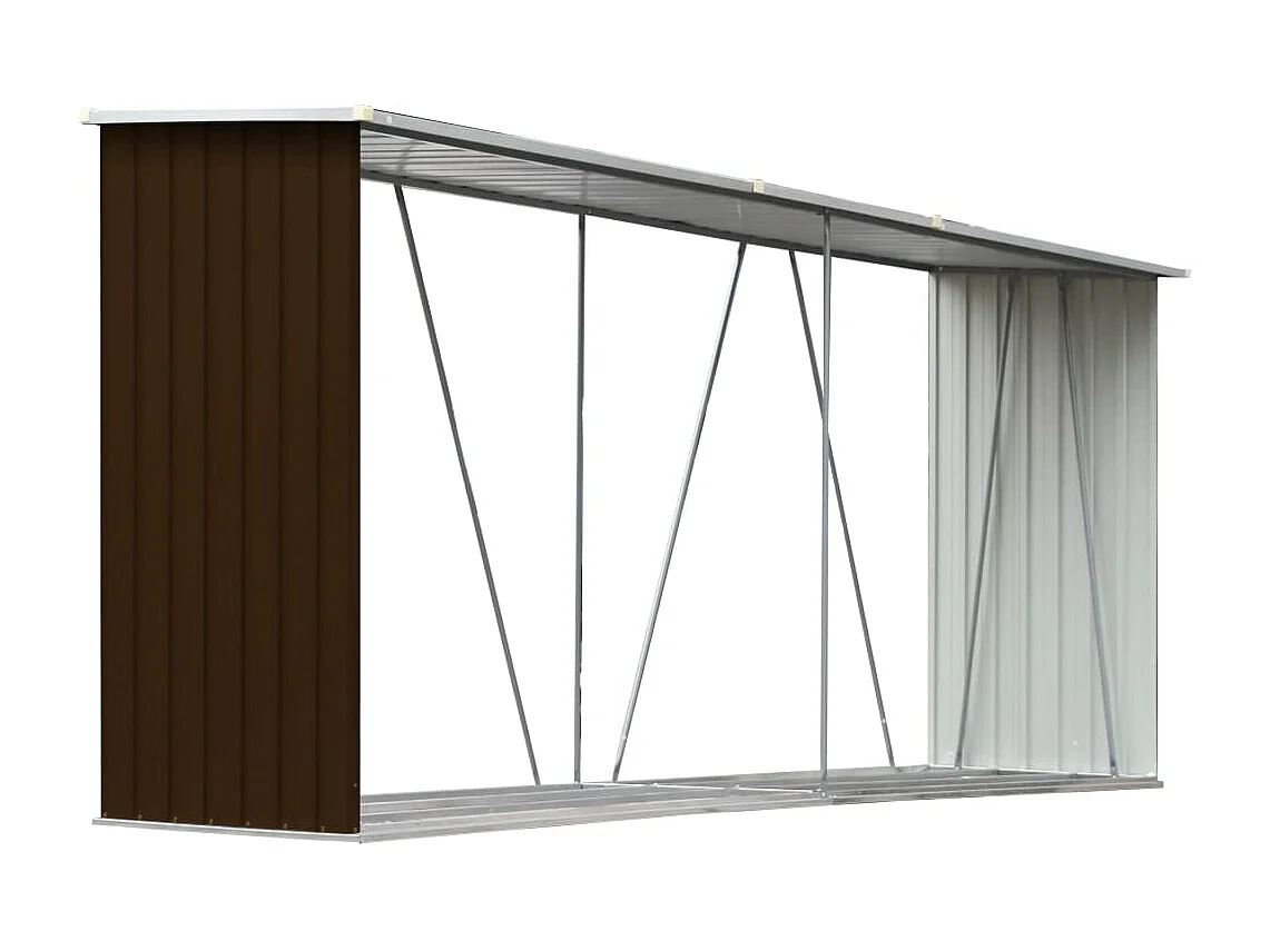 Aulnay-sous-Bois  Abri de stockage de bois Acier galvanisé 330x84x152 cm Marron