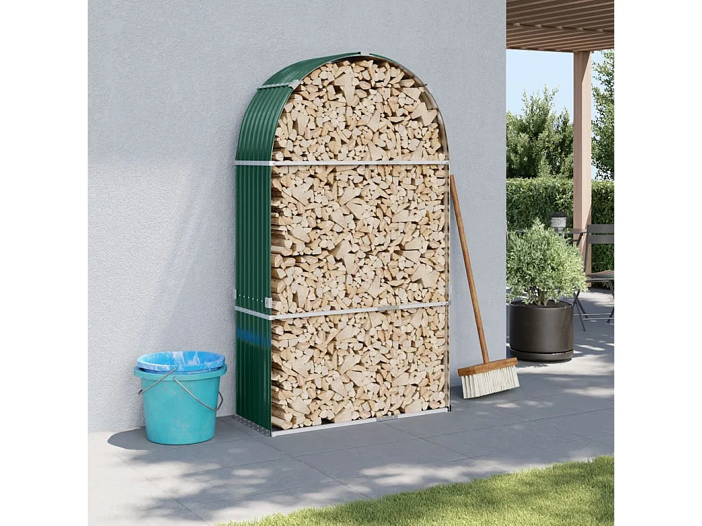 Jilles  Kaminholzunterstand Grün 120x45x210 cm Verzinkter Stahl