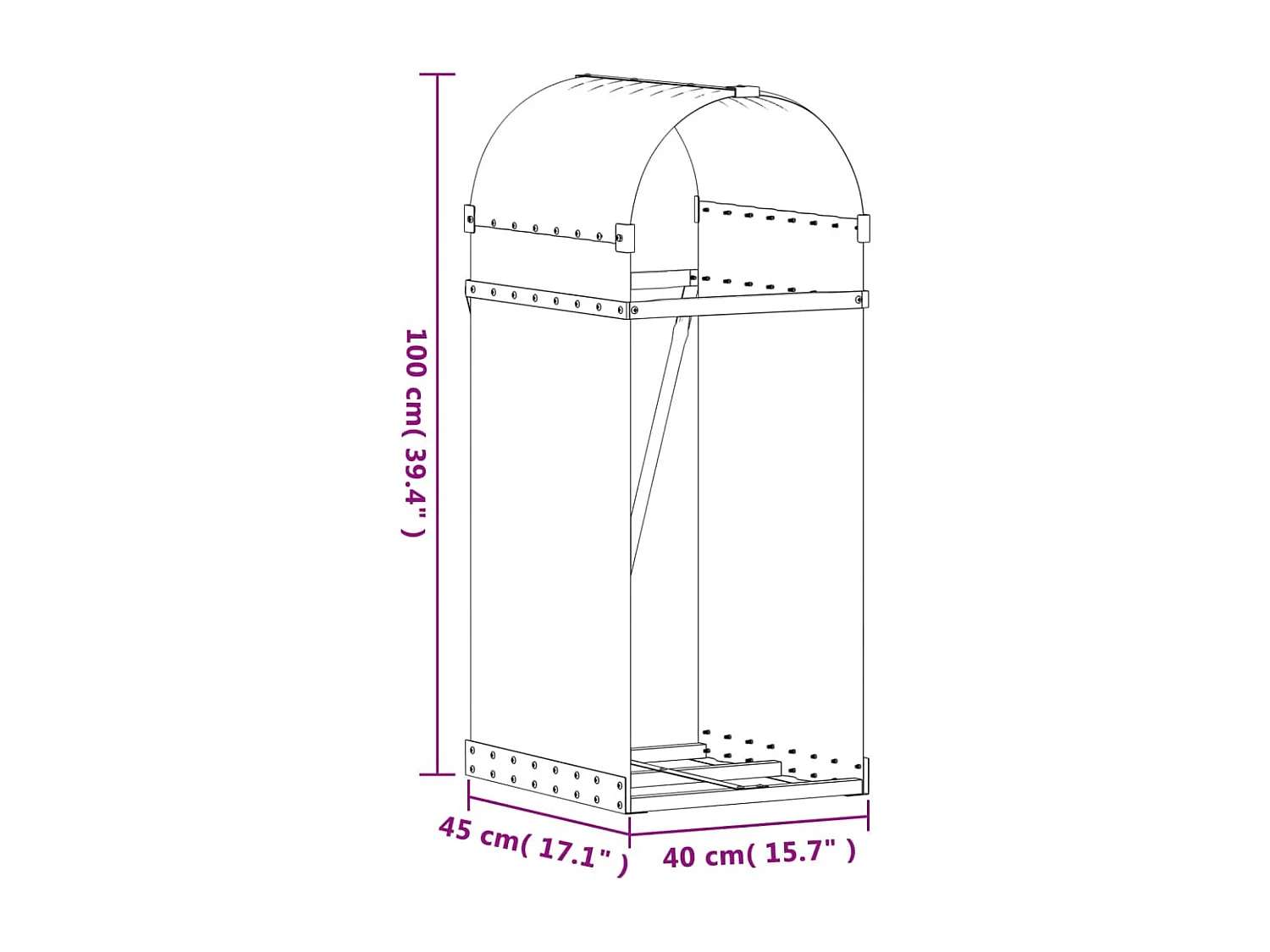 Jilles  Kaminholzunterstand Grün 40x45x100 cm Verzinkter Stahl