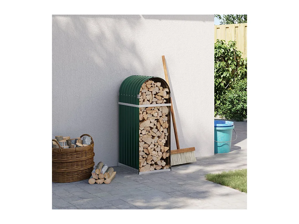 Jilles  Porte-bûches vert 40x45x100 cm acier galvanisé