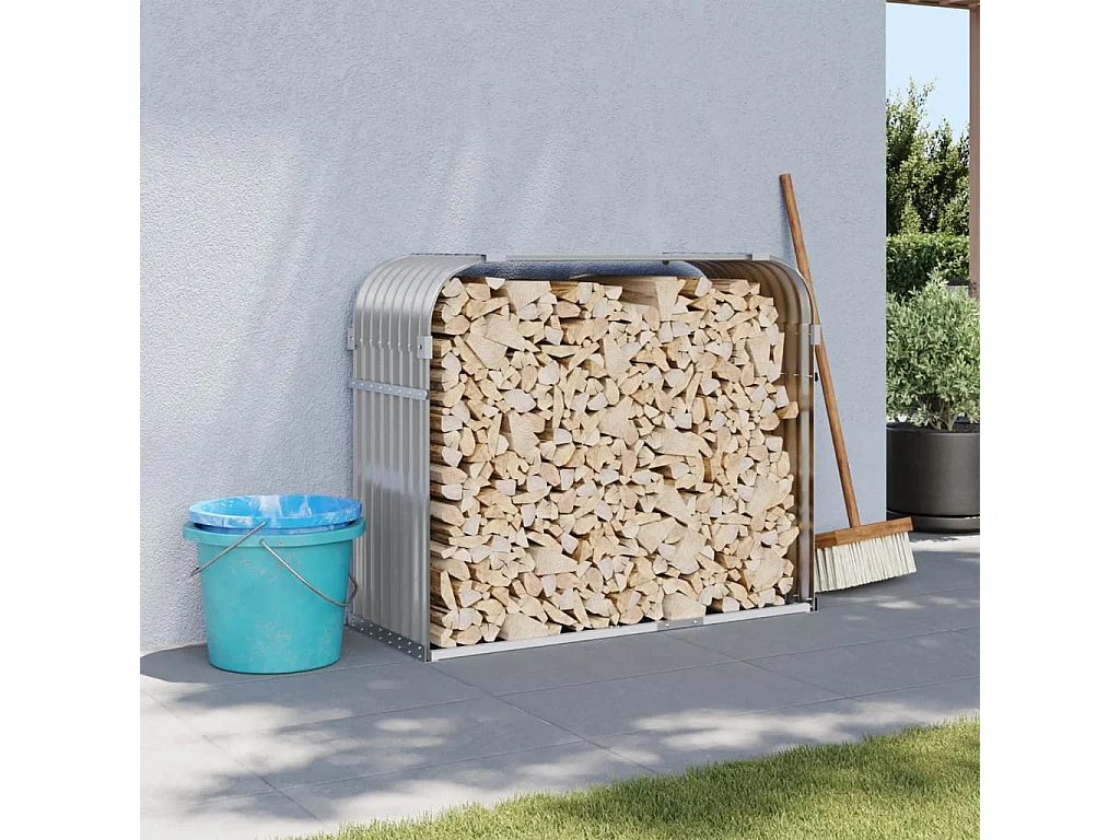 Jilles  Porte-bûches gris clair 120x45x100 cm acier galvanisé