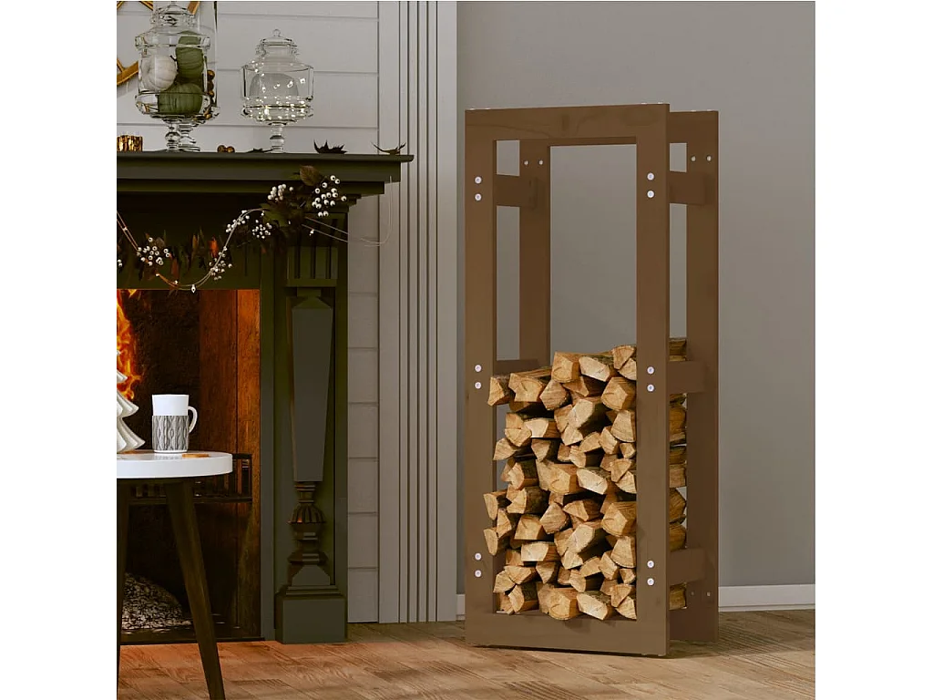 Riemst  Kaminholzregal Honigbraun 41x25x100 cm Massivholz Kiefer