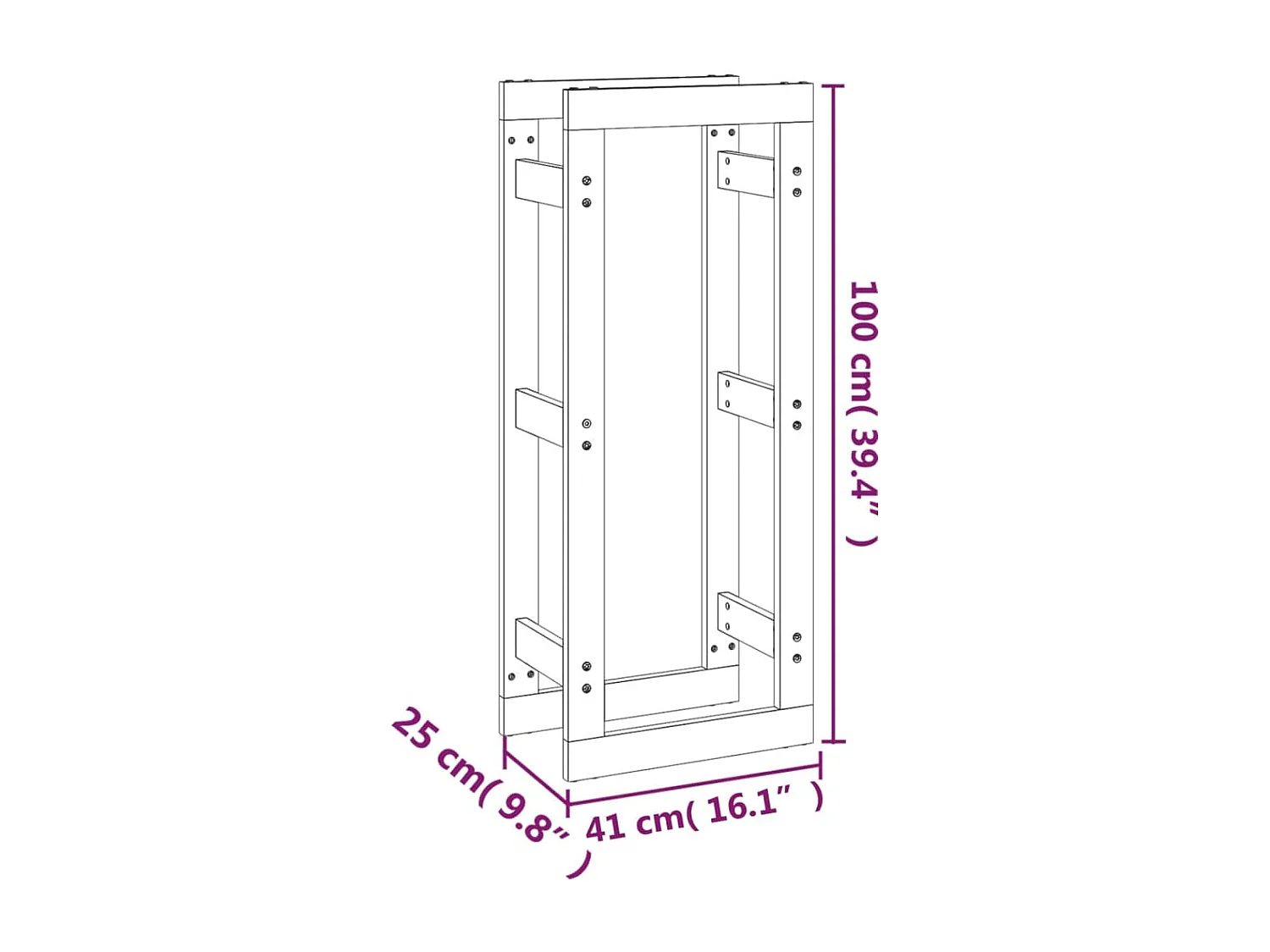 Riemst  Kaminholzregal Honigbraun 41x25x100 cm Massivholz Kiefer