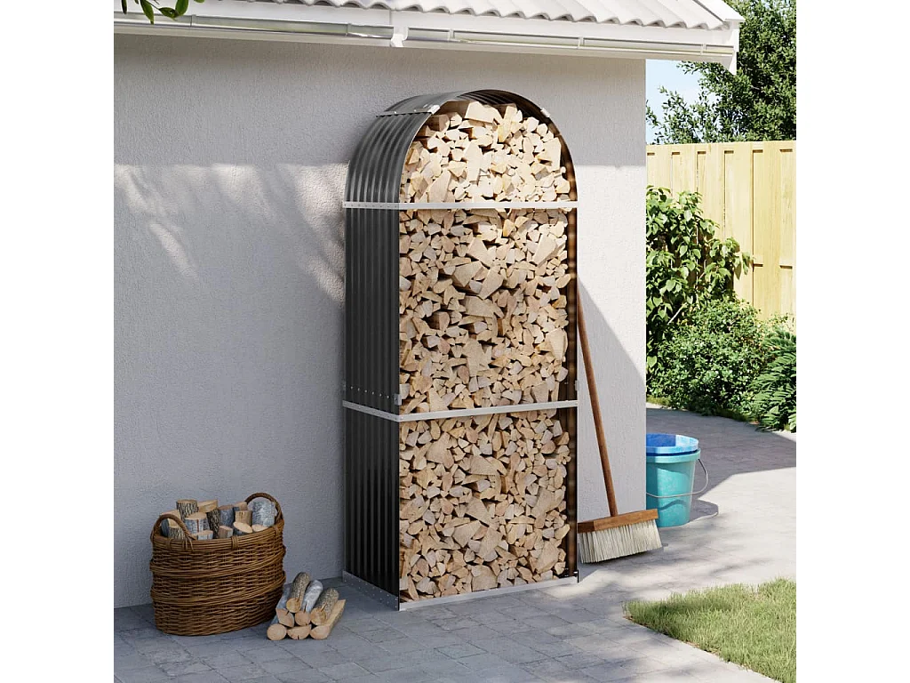 Jilles  Porte-bûches anthracite 80x45x190 cm acier galvanisé