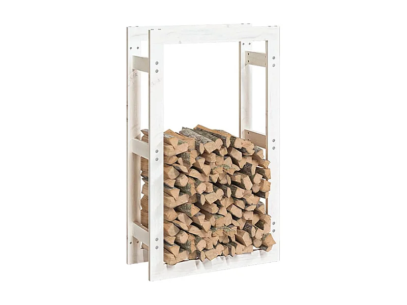 Riemst  Kaminholzregal Weiß 60x25x100 cm Massivholz Kiefer