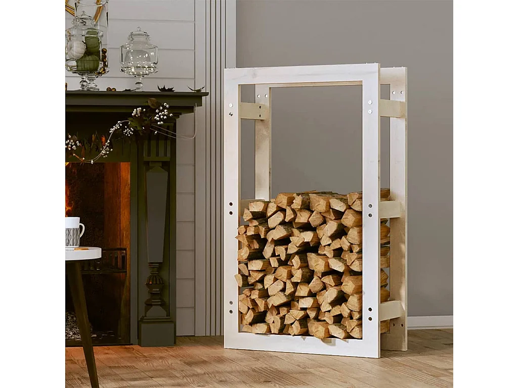 Riemst  Support pour bois de chauffage Blanc 60x25x100 cm Bois de pin