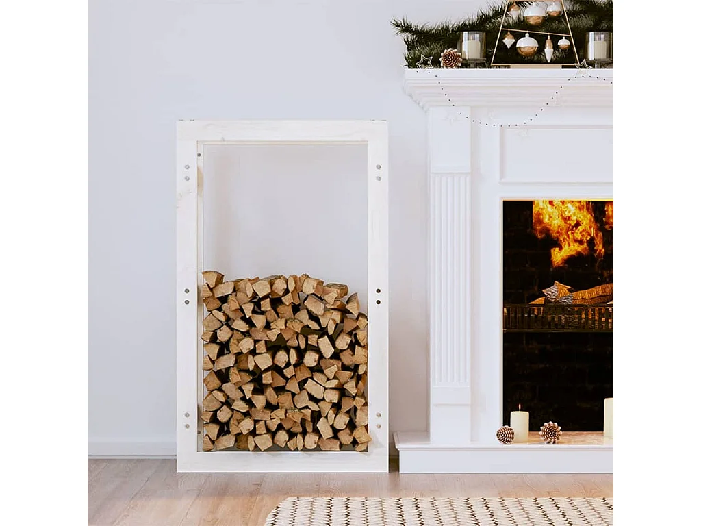 Riemst  Portalegna Bianco 60x25x100 cm in Legno Massello di Pino