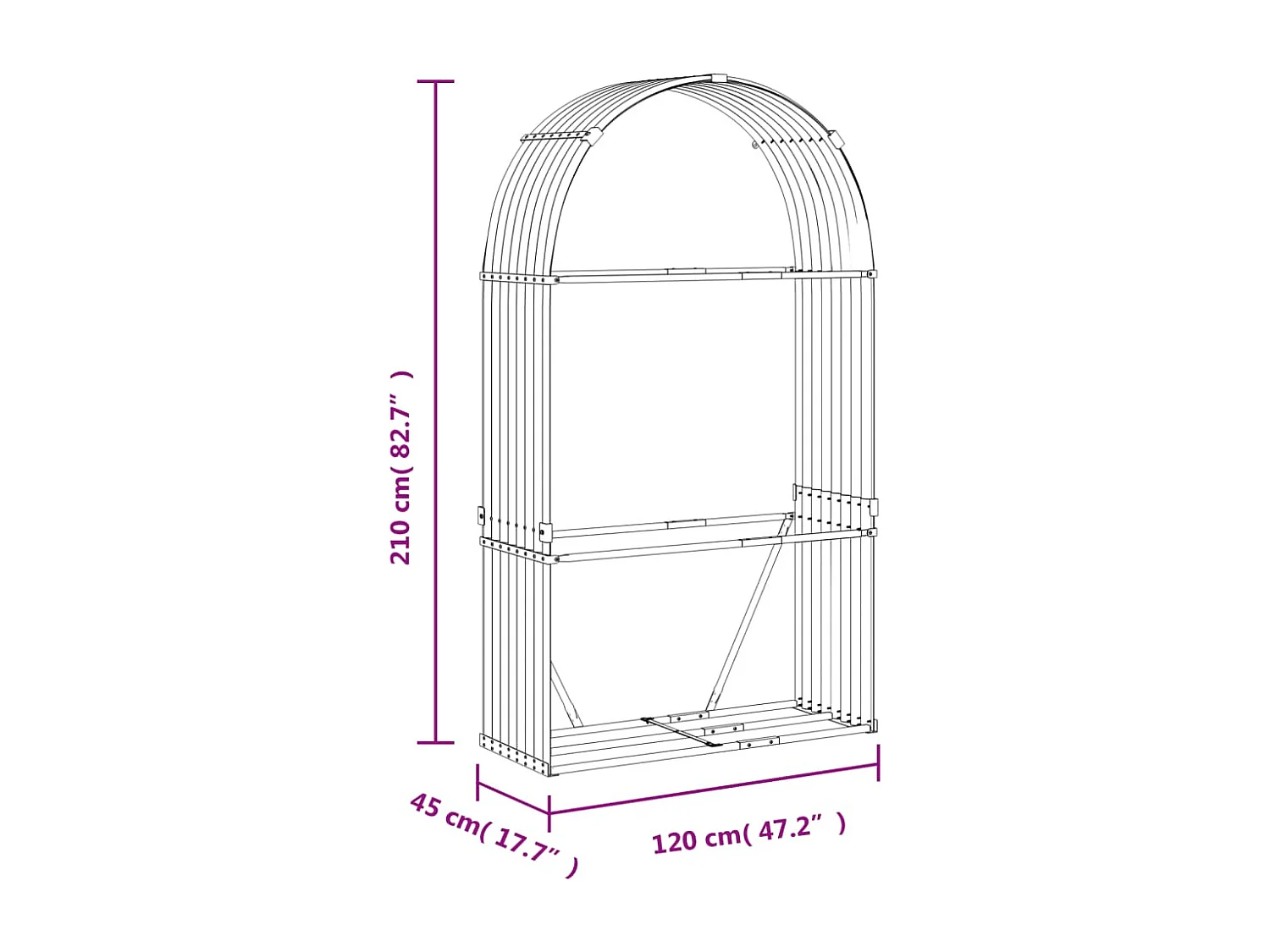 Jilles  Kaminholzunterstand Braun 120x45x210 cm Verzinkter Stahl