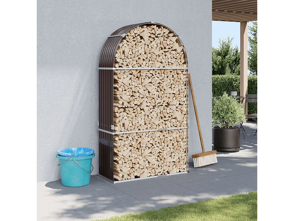 Jilles  Porte-bûches marron 120x45x210 cm acier galvanisé