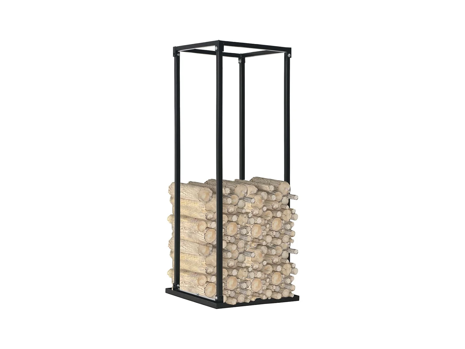 Ivanka  Brennholzregal mit Boden Schwarz 37 x 37 x 113 cm Stahl