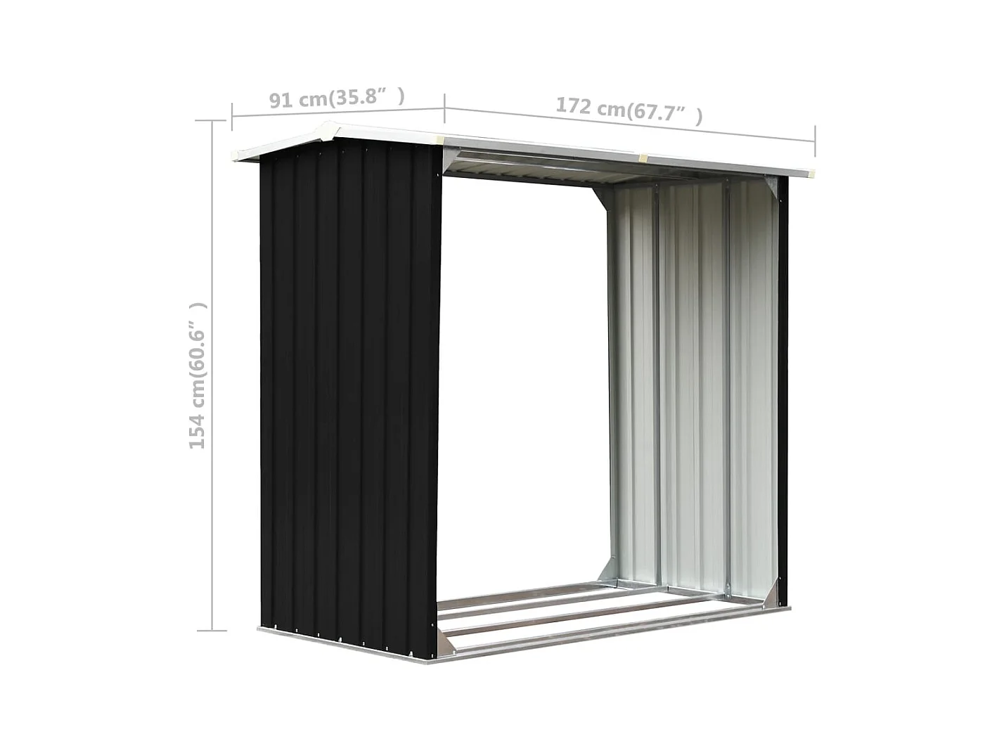 Fedde  Abri de stockage à bois Acier galvanisé 172x91x154cm Anthracite