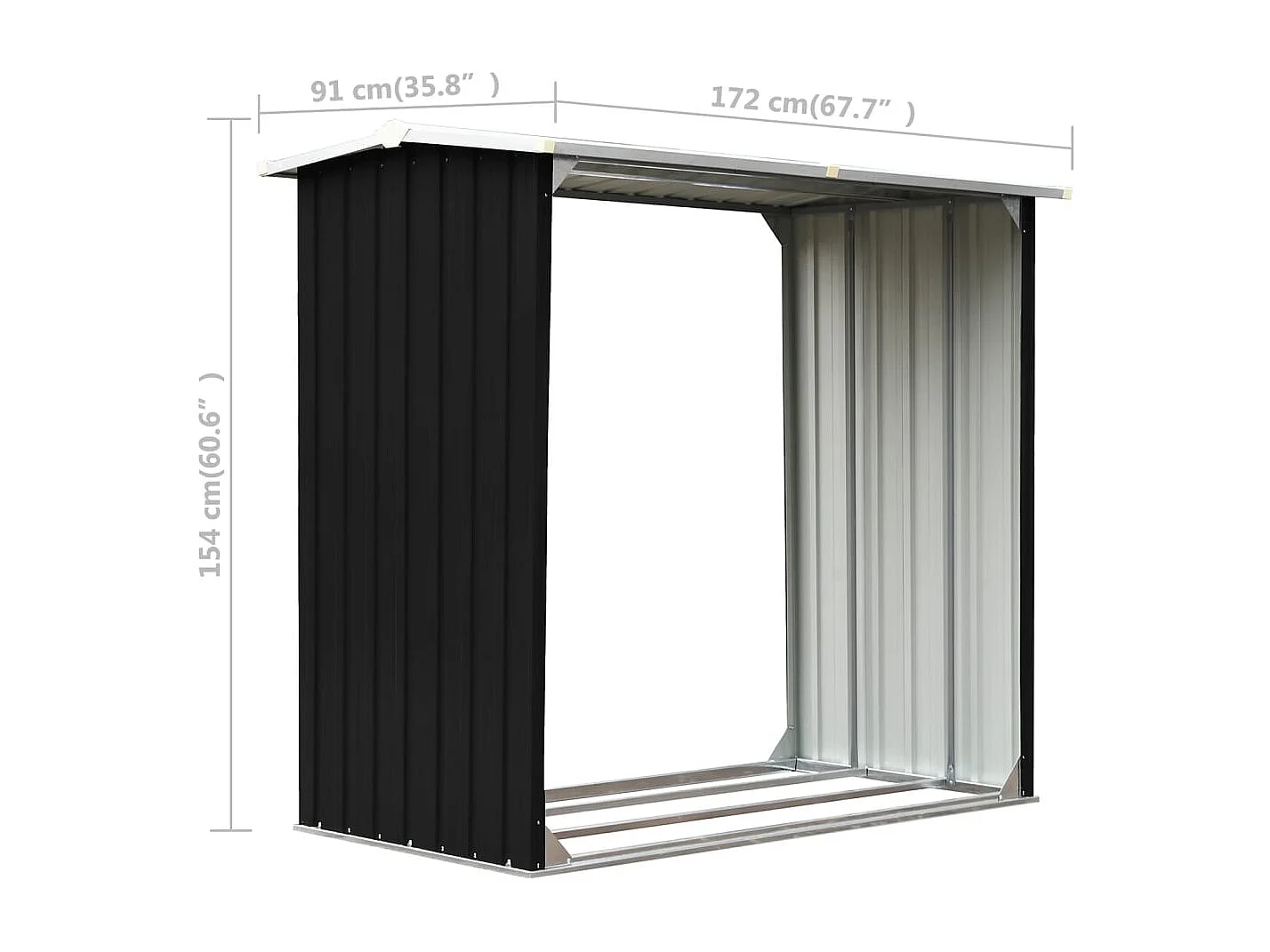 Fedde  Brennholzlager Verzinkter Stahl 172x91x154 cm Anthrazit