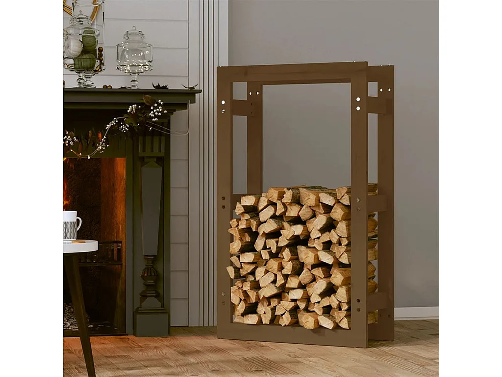 Riemst  Support de bois de chauffage Marron miel 60x25x100 cm Bois pin