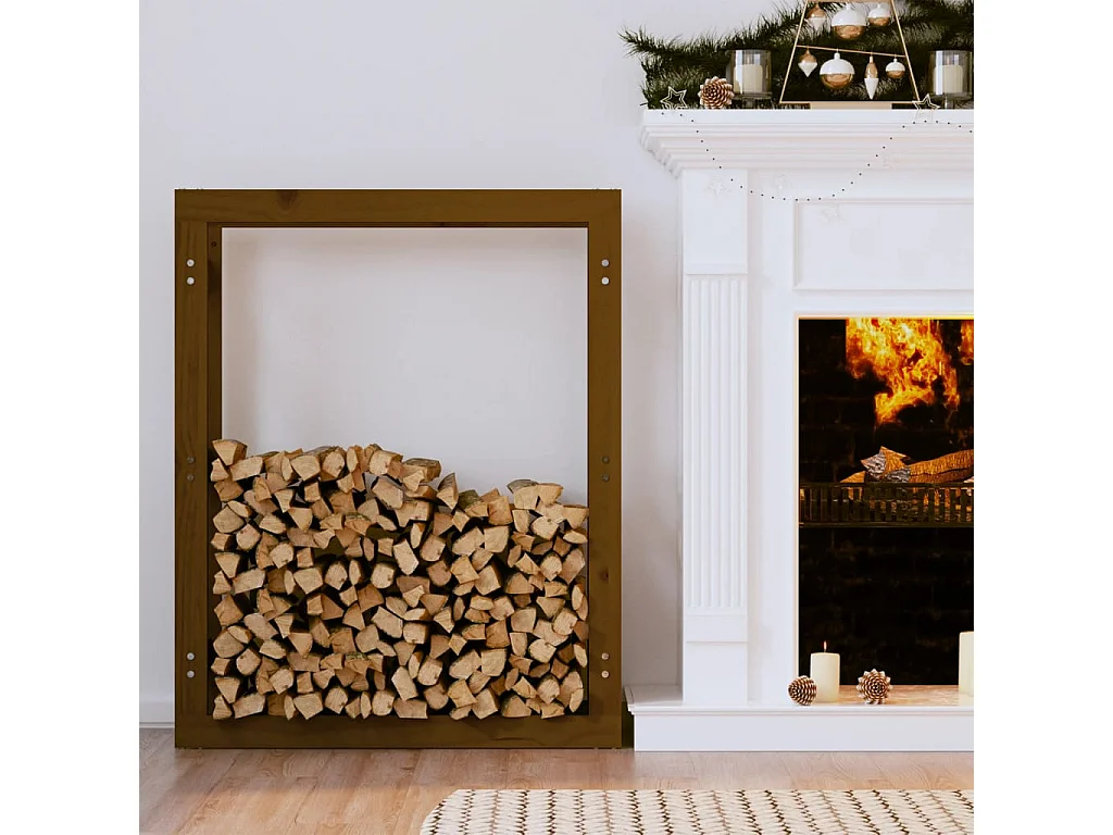 Riemst  Support de bois de chauffage Marron miel 80x25x100cm Pin massif
