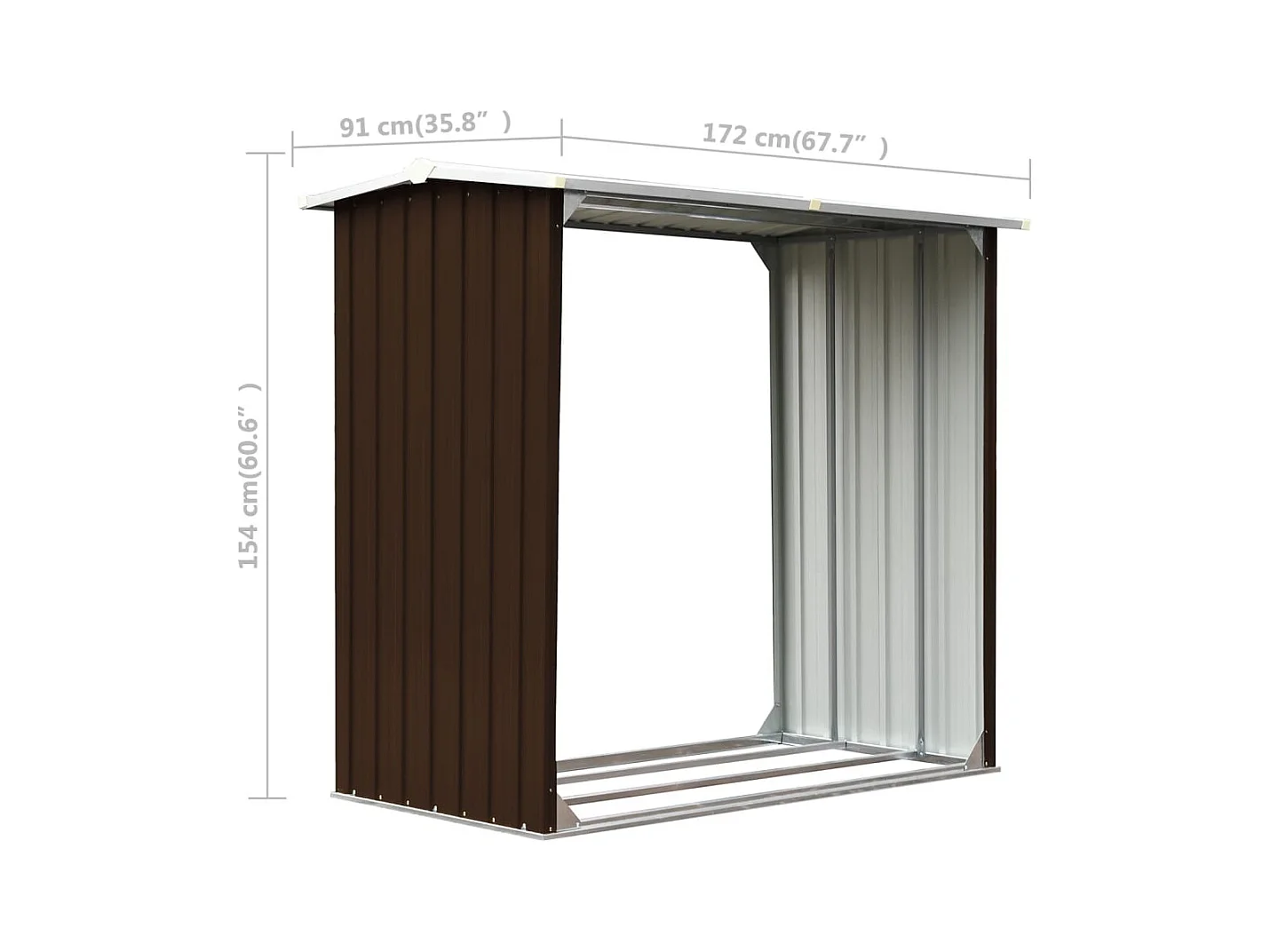 Fedde  Abri de stockage de bois Acier galvanisé 172x91x154 cm Marron