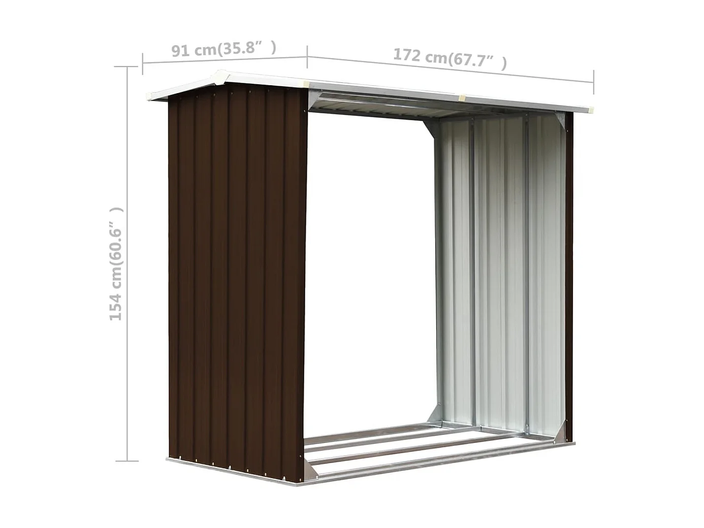 Fedde  Abri de stockage de bois Acier galvanisé 172x91x154 cm Marron