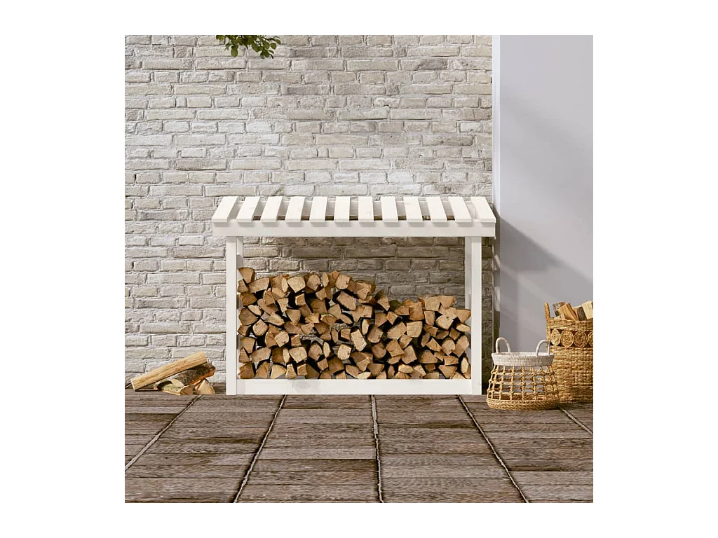 Xarlen  Support pour bois de chauffage Blanc 108x64,5x78 cm Bois de pin